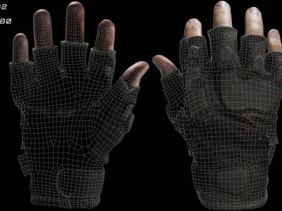 Tactical Gloves 047 Low-poly 3D model