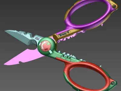 Electricians Scissors Multitool Ciseaux delectricien brazy-u ... Free 3D model