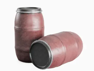 Dirty Plastic Barrel 02 Low-poly 3D model