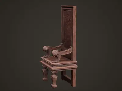 Christian Bishop armchair Low-poly 3D model