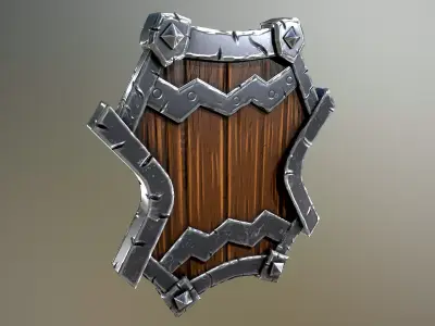 Medieval stylized shield Low-poly 3D model