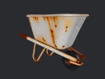 Rusted metal wheelbarrow Low-poly 3D model
