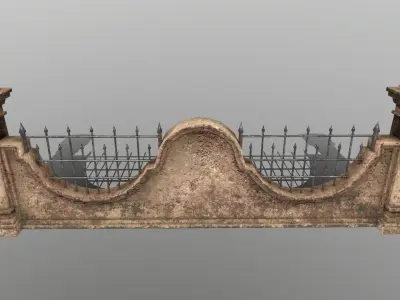 wall set stone with iron railings Low-poly 3D model buy