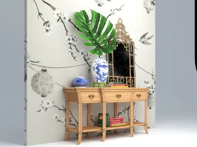 BAMBOO CONSOLE TABLE 3D model