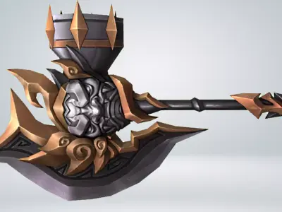Futuristic Axe Low-poly 3D model 2