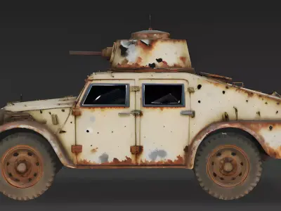 Realistic Wrecked Armored Vehicle 3D Model Low-poly 3D model