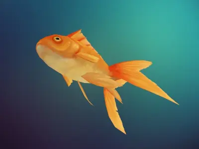 Lowpoly Hand painted GoldFish Low-poly 3D model