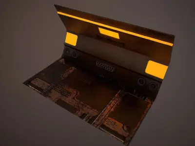 Sci-Fi Corridor Low-poly 3D model 3