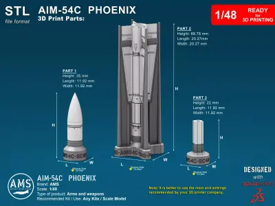 AIM-54C Phoenix - Scale 1-48 3D print model