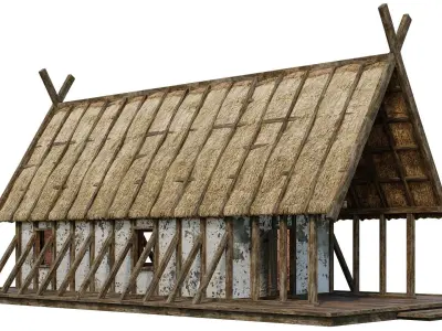 Old Medieval Building House 4K Textures GameReady 91 Low-poly 3D model