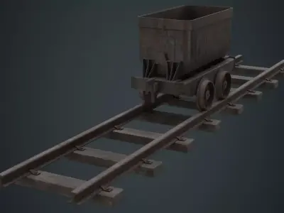 Mining Cart 1B Low-poly 3D model