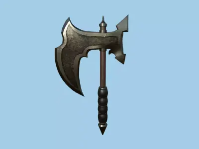 Medieval Battle Axe 05 Black Dark - Fantasy Weaponry Low-poly 3D model