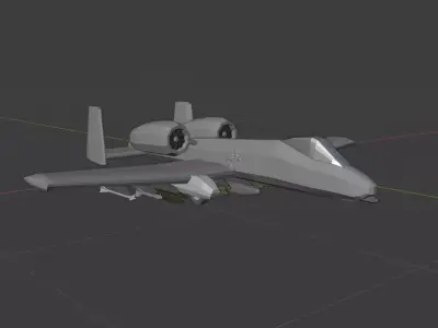 A-10 ThunderBolt Low Poly Model With Weapons Low-poly 3D model
