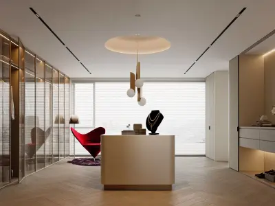 Modern master bedroom dressing room work room  3D model