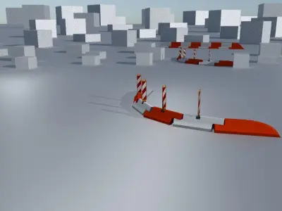 White and Red Road Traffic Barrier - Part 28 - Low-poly 3D model