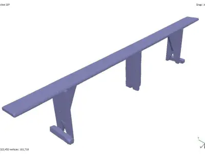 Old wooden bench 3D model