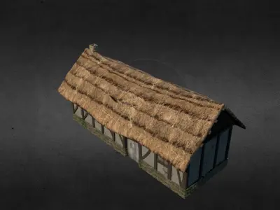 Medieval house Low-poly 3D model 12