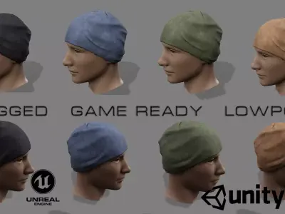 Fleece hat Low-poly 3D model