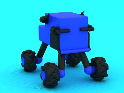 3D Blue Monster Truck with Bold Black Wheels and Horn Design 3D print model