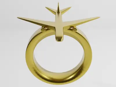 a ring with an image of an airplane 3D model