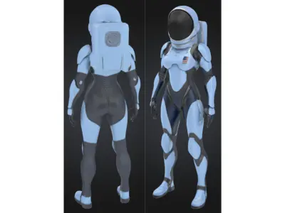 Futuristic Female Astronaut Low-poly 3D model