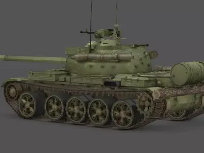  T 55A Obr 1974 Battle Tank 3D Model Soviet Army Cold War  Low-poly 3D model