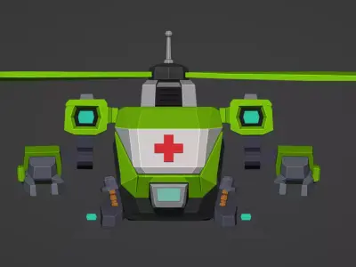 Rescue Helicopter Robot Game Ready 3D Model Low-poly 3D model