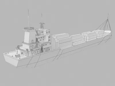ship low poly container Low-poly 3D model