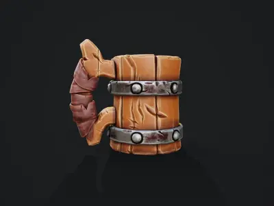 Stylized Wooden Mug Low-poly 3D model