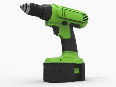 Drill machine with battery 3D model