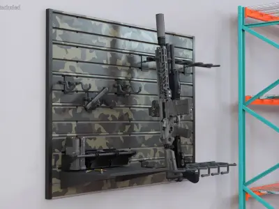  Gun Rack Woodland Camouflage with Weapons 