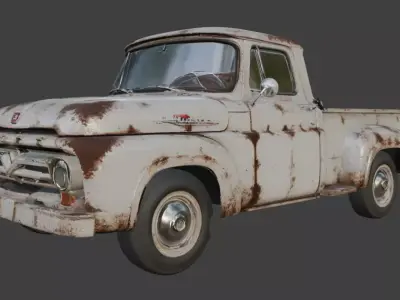 Vintage Rusty Pickup Truck 3D Model 3D model 5