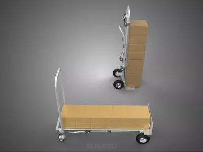 CONVERTIBLE FOLDABLE HAND TRUCK PLATFORM TROLLEY CART DOLLY BOX 3D model