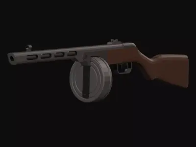 PPSH-41 Sub Machine Gun Low Poly Low-poly 3D model