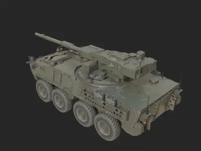 3 coatings of USA M1128 STRYKER Mobile Gun System MSG Low-poly 3D model