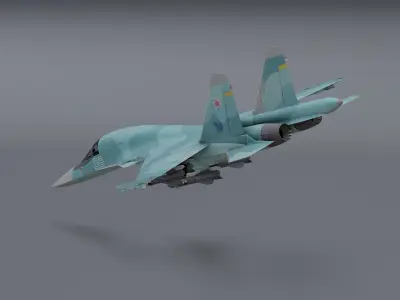 Su-34 Fullback Low-poly 3D model