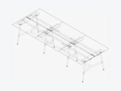 Desk - Timberline - Workstation - Dbl - Side - 6 - Person - High Low-poly 3D model