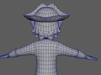Cartoon Musketeer Character 3D Model Low-poly 3D model