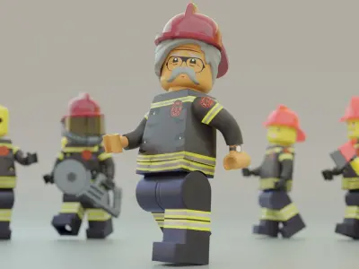 Lego Firefighters squad 3D model