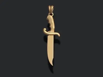 Knife with girl head face pendant 3D print model