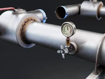 Industrial Metal Pipe Kit Low-poly 3D model