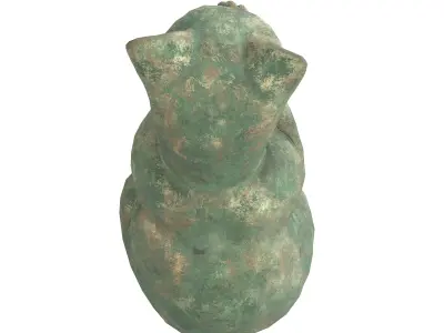 Grooming cat oxydated statue 3D model