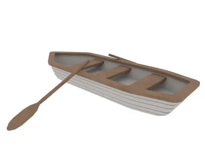 Rowboat canoe Low-poly 3D model