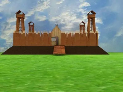 Castle wooden Low-poly 3D model