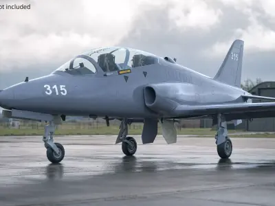 Twin Seat Jet Trainer Aircraft Grey Rigged 3D model