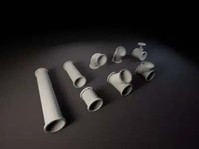 Modular Pipe System Low-poly 3D model