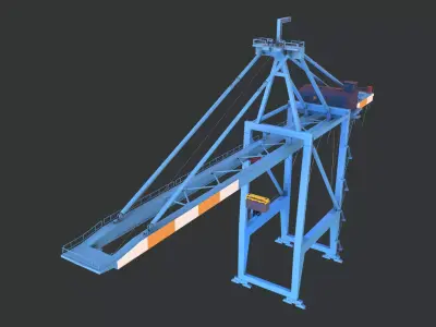 PBR Quayside Container Crane Version 1 - Blue Orange Low-poly 3D model