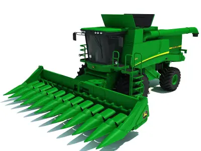Green John Deere Combine V2 3D model