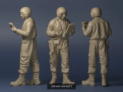 USA tank crew ww2 45 3D Model Collection 3D Model Pack
