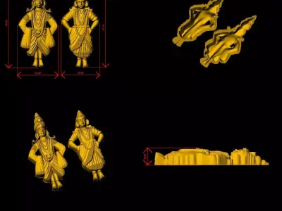 2 face gold statue of lord ganesha 3D print model